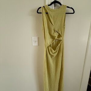 Yellow cut out twist maxi Dress